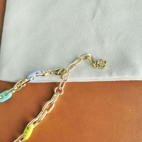Kendra Scott Bailey Gold Rainbow Multi Mix Chain Bracelet Trendy - Picture 2 of 5